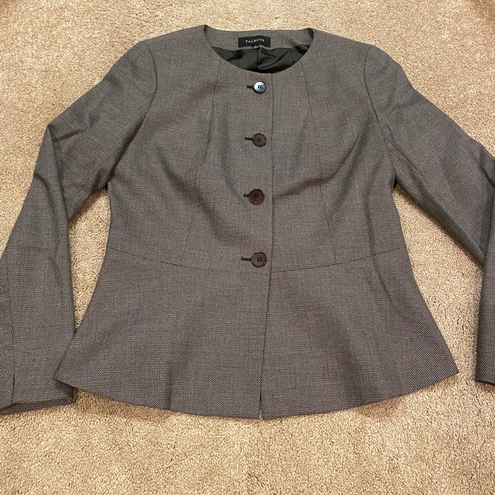 Talbots Brown Peplum Blazer Jacket Size 6 - Picture 6 of 8